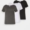 3Er Pack- T-Shirt Basic - White/Black/Dark Grey -Moda Verkoop 0ab9a6d52d77493b9cf3d49f2761a8eb