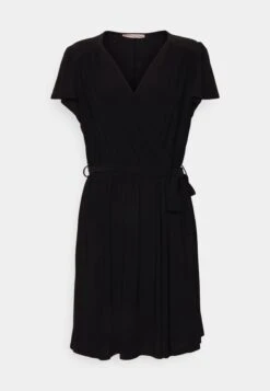 Frilled Cap Sleeves Flared Dress - Jerseyjurk - Black -Moda Verkoop 362bbdf9d64744cfa0f85eb27c00e199