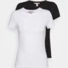 Anna Field 2 Pack - T-Shirt Basic - White/Black -Moda Verkoop 43c6ecf930ec4d3bbf6741626656699c