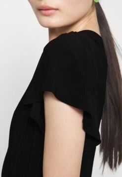 Frilled Cap Sleeves Flared Dress - Jerseyjurk - Black -Moda Verkoop 5b8e9611fb0d41cd8649017fb9c797e7