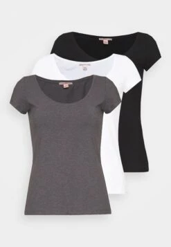 3 Pack - T-Shirt Basic - White/Black/Dark Grey -Moda Verkoop 7a36f99eded3421f819cec9eec327d20